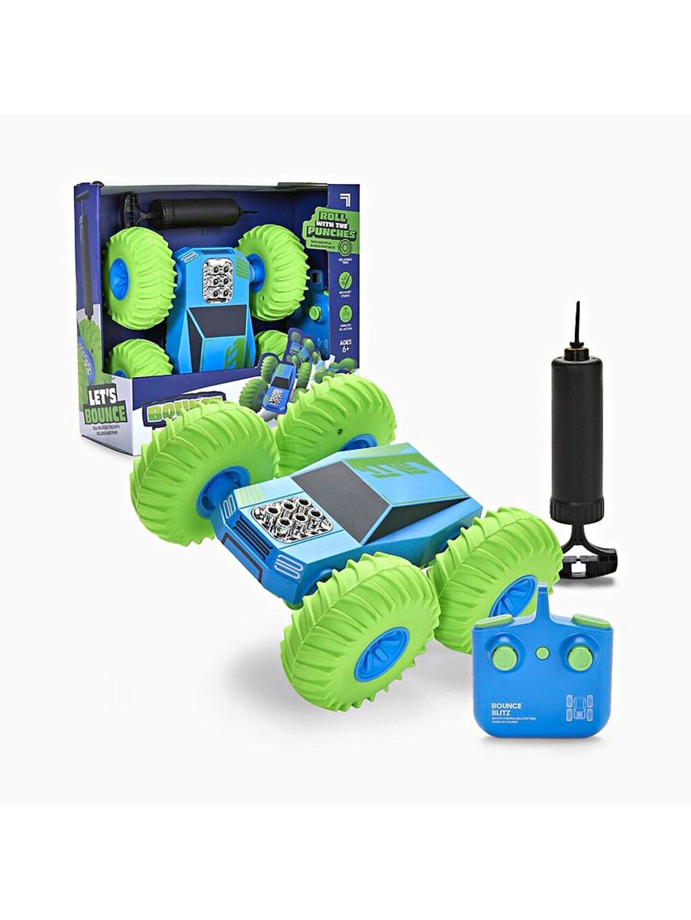 Sharper Image Bounce Blitz RC 4WD Stunt Car Inflatable Tires Pump